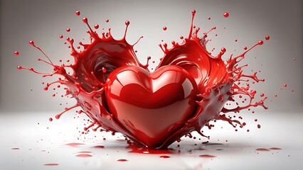 Splashing Red Heart Symbol of Love