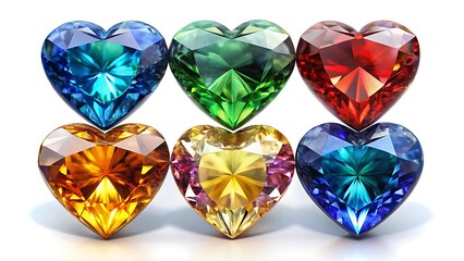 Colorful HeartShaped Gemstones Collection