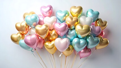 Colorful Heart Balloons Bouquet Decoration
