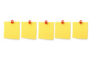 Yellow sticky notes pinned horizontally across a transparent background, planning important reminders and messages