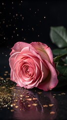 Pink Rose on Dark Background