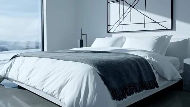 Modern Bedroom Design With A Serene View And Minimalist D?cor Ideal For Relaxation