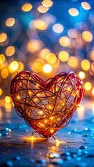 Heartshaped light decoration with bokeh lights