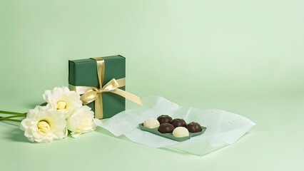 Romantic Chocolate Gift Box with Roses and Pearls