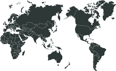 Obraz premium grey world map isolated on white