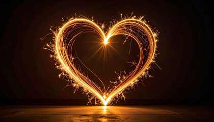 Heart Sparkler: A mesmerizing display of a heart crafted with radiant sparkler trails, creating a captivating visual of affection and love against a dark canvas.