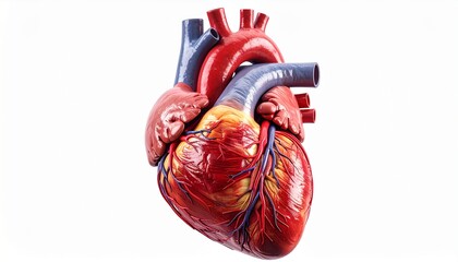 Anatomical Heart: A detailed anatomical illustration showcasing the intricate structure of a human heart, capturing the complex network of blood vessels.