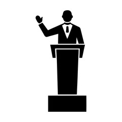 Minimalist Confident Presenter at Podium Icon for Corporate and Public Speaking
