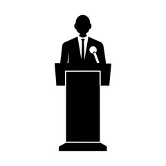 Minimalist professional podium silhouette conveying a serious mood during a formal speech