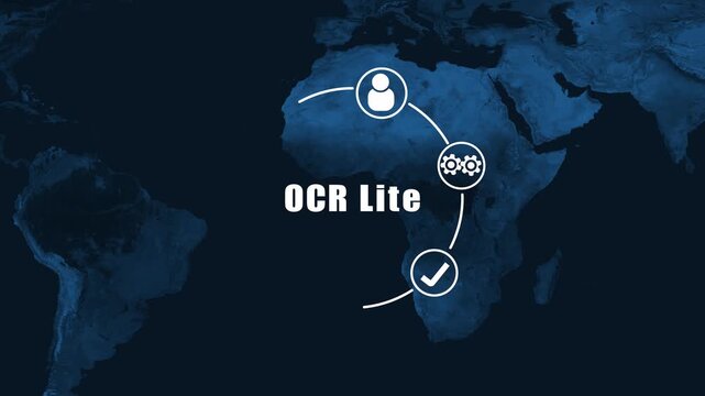 Global Network Connection with OCR Lite Text and World Map Background communication technology