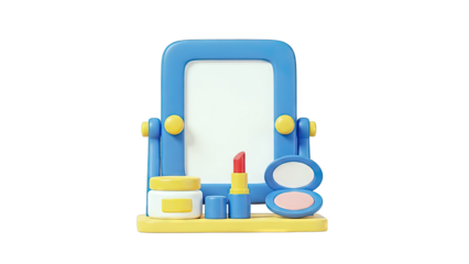 3D Render of Toy Makeup Set with Mirror