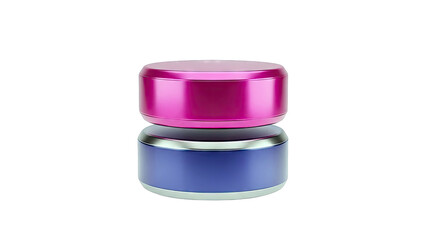 Stacked Pink and Blue Cylindrical Containers