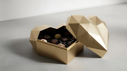 Luxury heart shaped chocolate gift box with assorted sweets