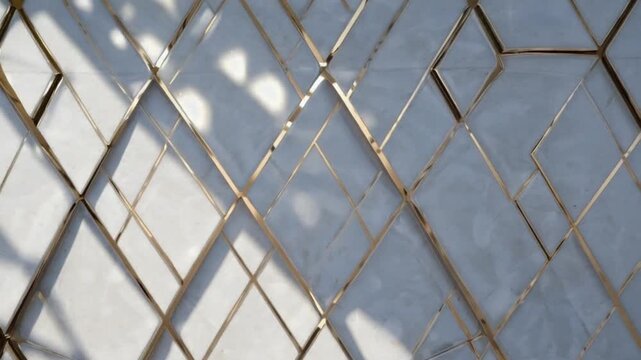 Elegant gold diamond pattern on white marble background
