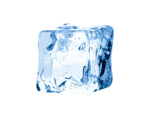 Obraz premium Transparent, cubic ice block with a slightly irregular, textured surface isolated on black