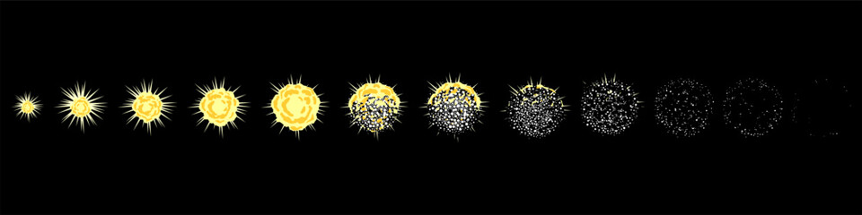 Fire Explosion Burst Sequence Isolated on Black Background © babymonzta