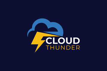 Minimal Sleek Cloud Thunder Logo Template