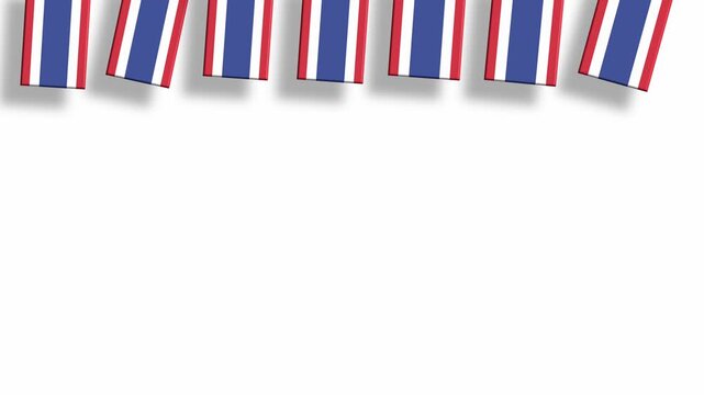 Thailand flags hanging at the top on white background