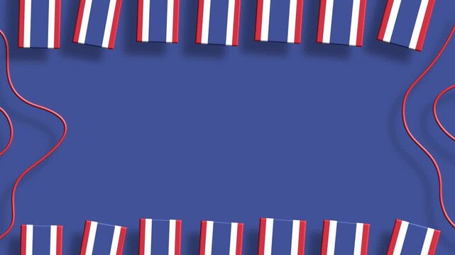 Thailand flags border frame on blue background for text