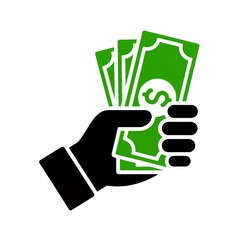 Hand holding green dollar bills in modern financial concept