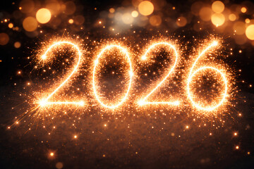 glowing 2026 new year celebration created with sparkling golden light trails and festive bokeh background symbolizing hope, celebration, and the arrival of a bright future