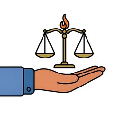 Justice and balance concept with hand holding scales of justice