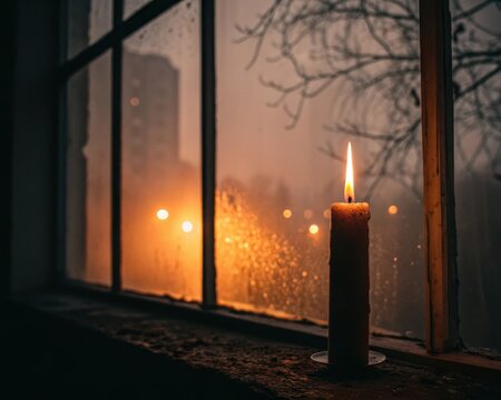 glowing candles in the dark church
