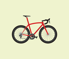 Gravel bicycle with drop handlebars and disc brakes. Vector Ilustration.