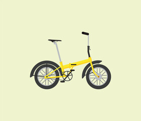Folding bike with small wheels and a compact frame.