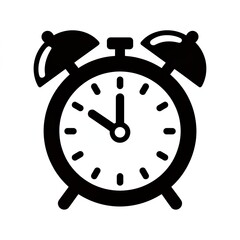 Simple black alarm clock icon for time management and schedules
