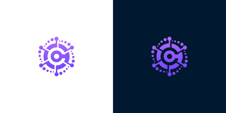 Modern Abstract C Letter Logo Design Depicting Digital Technology and Network Connection. Ideal for Business Branding, Futuristic Innovation, Data Communication, and Tech-Focused Identity