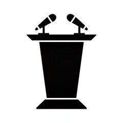 Simple podium with two microphones for public speaking events