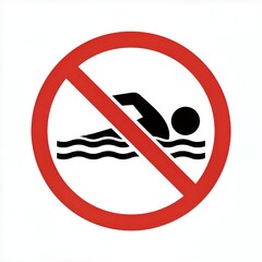 No swimming sign with red circle and diagonal line