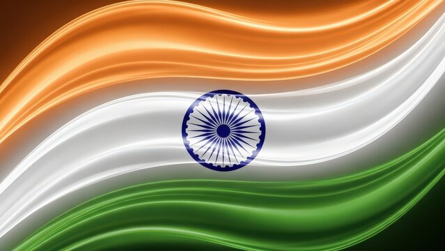 Vibrant Indian flag with waving tricolor design and Ashoka Chakra