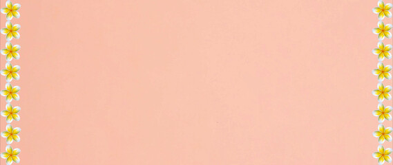 Yellow flowers on Pink background frame vector for designs, invitations or greetings. Simple breathable design.