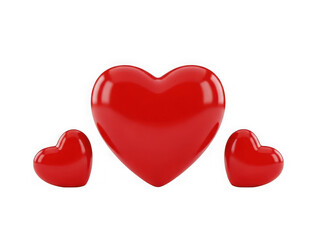 Fototapeta premium Three red hearts isolated on transparent background