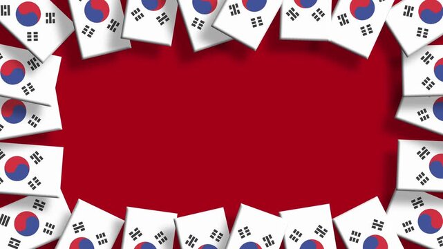 South Korea flag border frame on red background video animation
