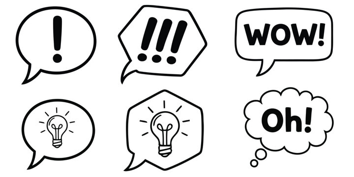 Collection of exclamation and idea speech bubbles