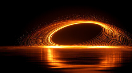 Light twirl with curved luminous lines forming a glowing circle, creating a dynamic, abstract, and visually striking effect for digital art or design backgrounds.
