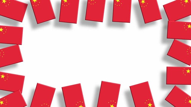 China flag border frame on white background video animation