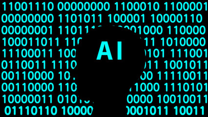 コンピューター言語と人工知能（横顔_ネオン）のイメージイラスト