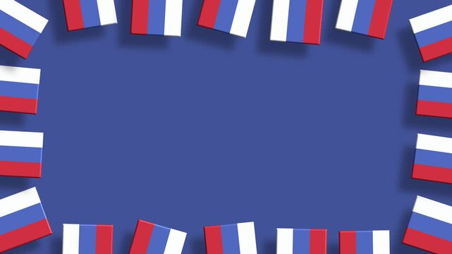 Russia flag border animation with blue background and center space