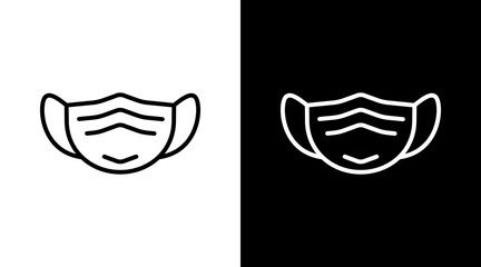 Face Mask White Icon Set Vector 