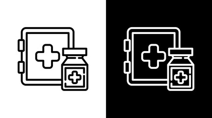 Medicine Cabinet White Icon Set Vector 