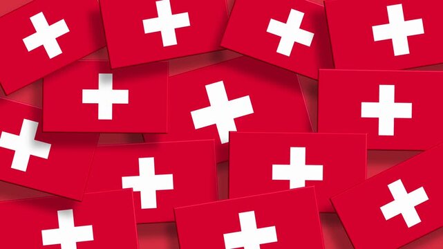 Switzerland flag pattern background with many flags overlapping each other