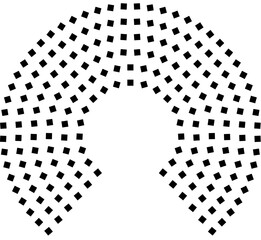 Hemicycle 200 seats - chamber 280 degree donut chart - 4 rows centered