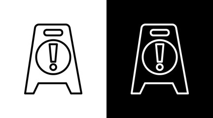 Caution Sign White Icon Set Vector 