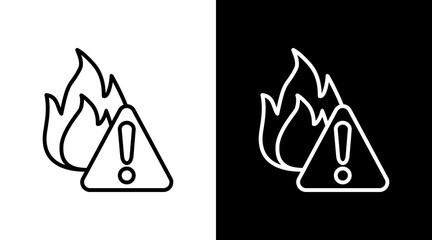 Fire White Icon Set Vector 