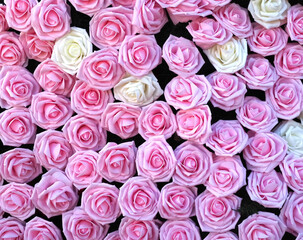 pink bunch of fabric roses for background