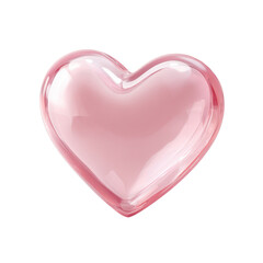 Fototapeta premium 3D glossy heart icon romantic valentine design isolated on transparent background